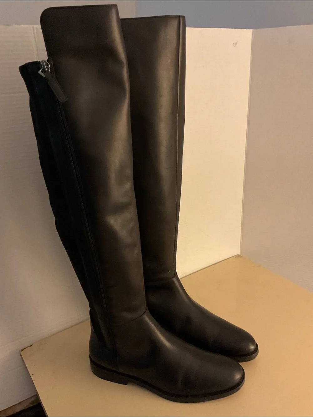 Cole Haan women black leather suede tall Over-the-Knee boots US 8.5
